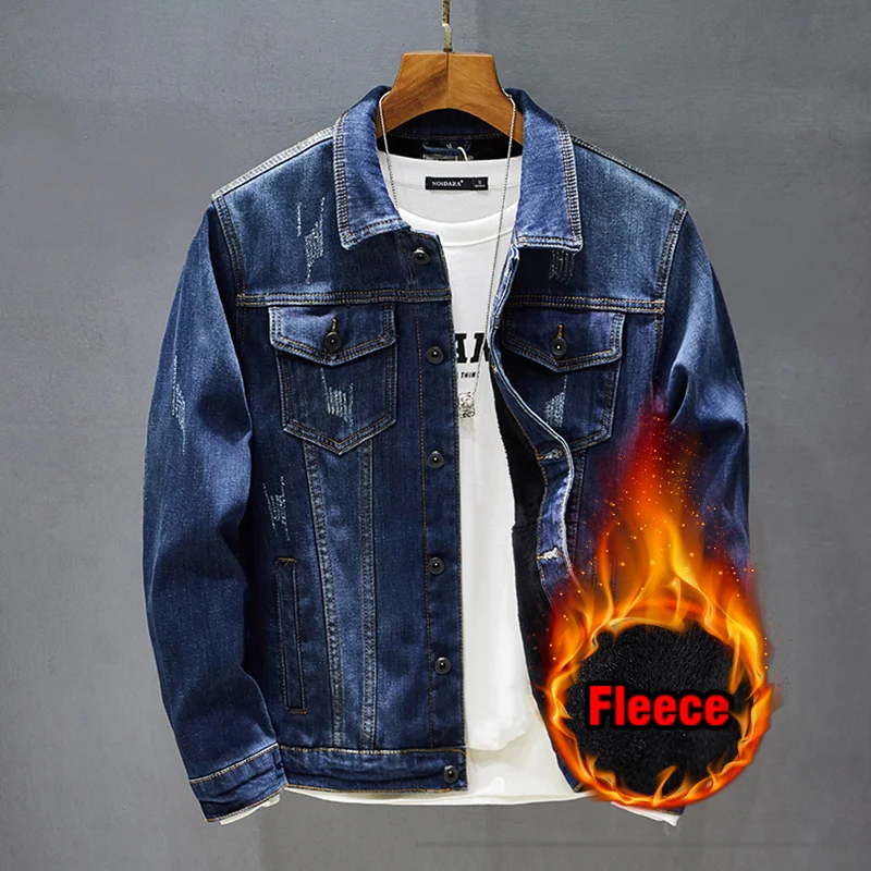 

Winter Men's Classic Denim Jacket Fleece Blue New Thickened Fashion Casual Warm Male Plus Size 8XL Velvet Jean Outerwear