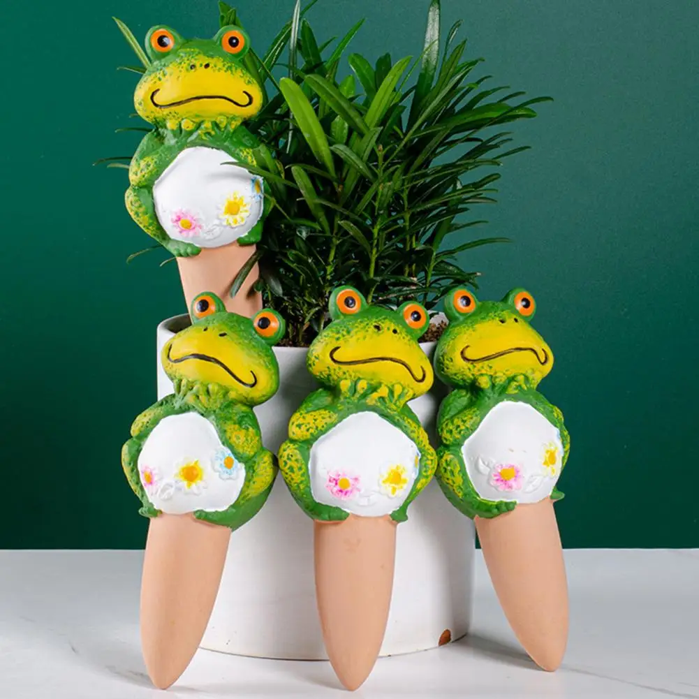 Indoor Plant Waterer 4pcs Self Watering Spikes Cute Frog Planter Inserts Automatic Slow Release Watering Tools for Indoor