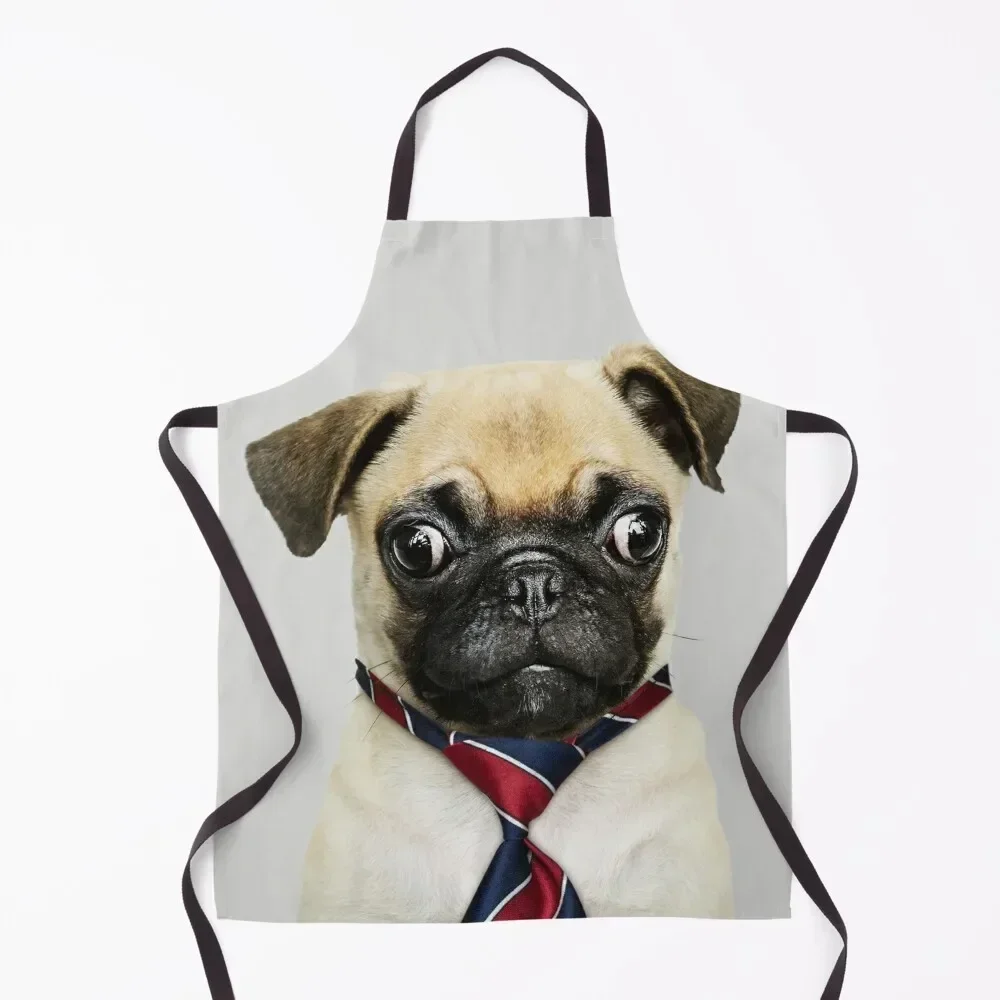 

Cute Pug Red & Blue Tie Apron Women's Dress home women chefs Apron