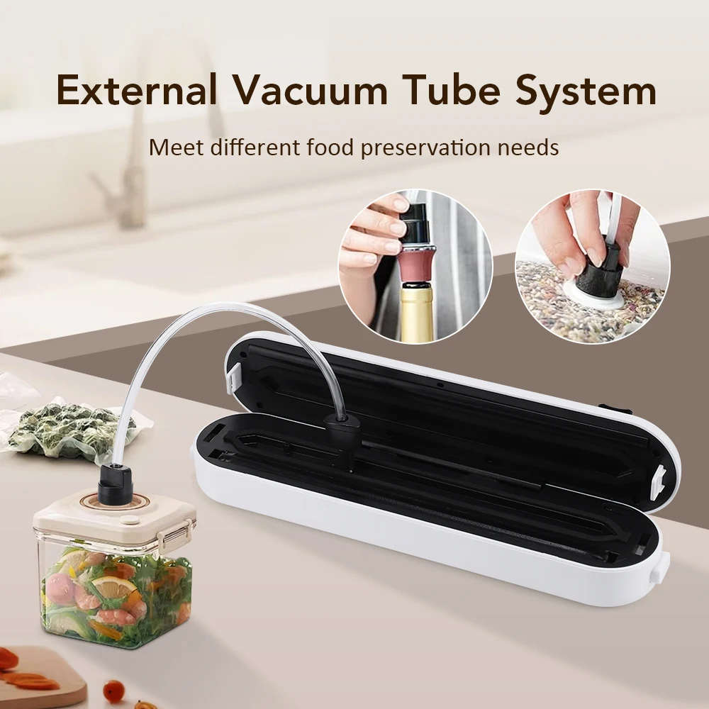 새로운 전기 진공 실러 주방 식품 저장 포장 씰링 기계 슬라이딩 커터 나이프와 건식 습식 비닐 봉투 실러