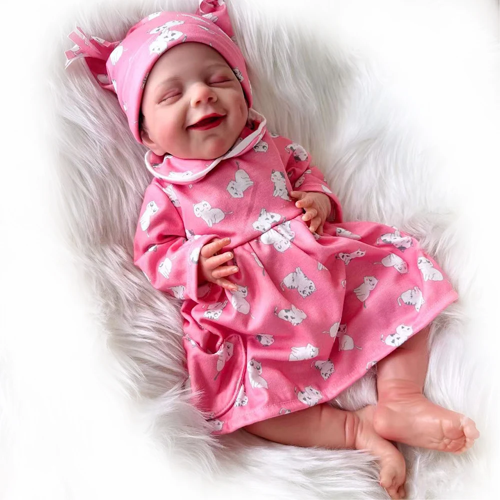 45Cm/17.72Inch Reborn Babypop Pasgeboren Meisje Baby Levensechte Echt Zacht Vinyl Body Met Hand Geworteld Haar Hoge Kwaliteit Pop