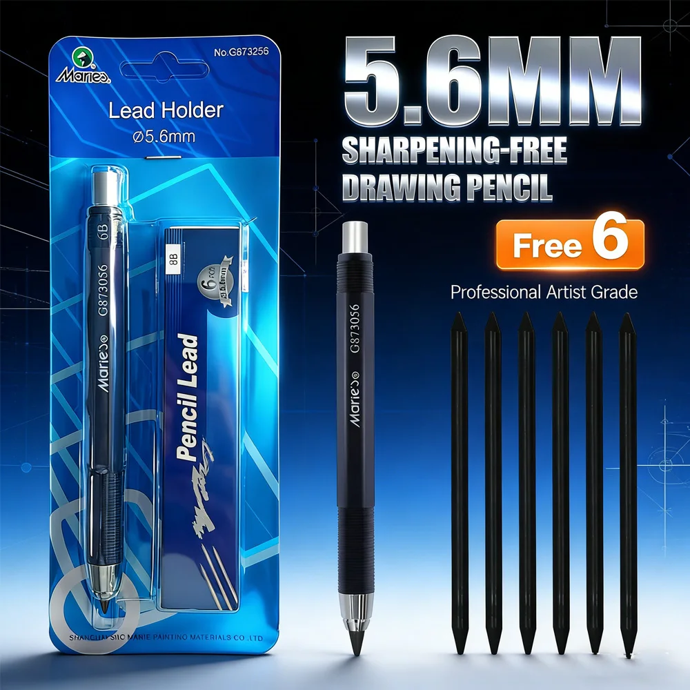 

5.6mm 2B Mechanical Press Pencil | Automatic Clutch Lead Holder, Comeswith 6pcs4BRefills |IdealforArtists,Carpenters & Drawing