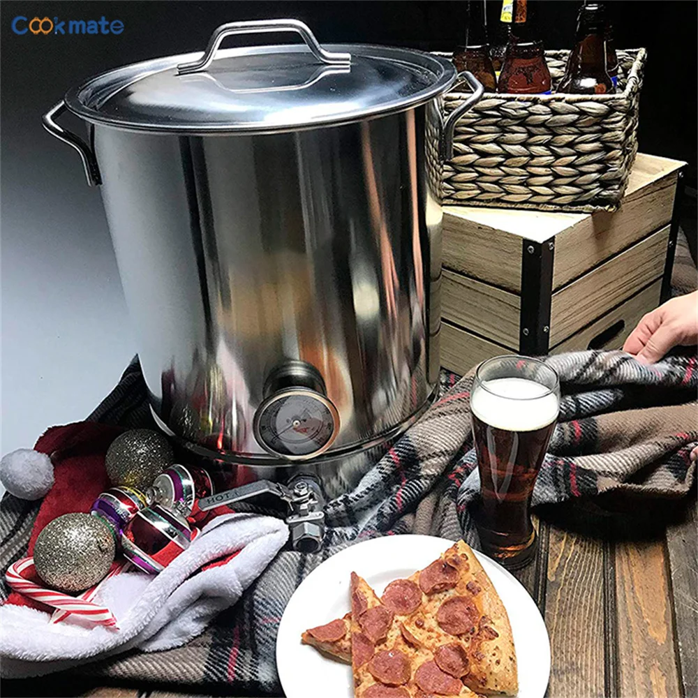 Stainless Steel Beer Brew Kettle 30L 40L 60L Home Brewing Pot with Thermometer Ball Valve Heavy Duty for Home Bar view 3