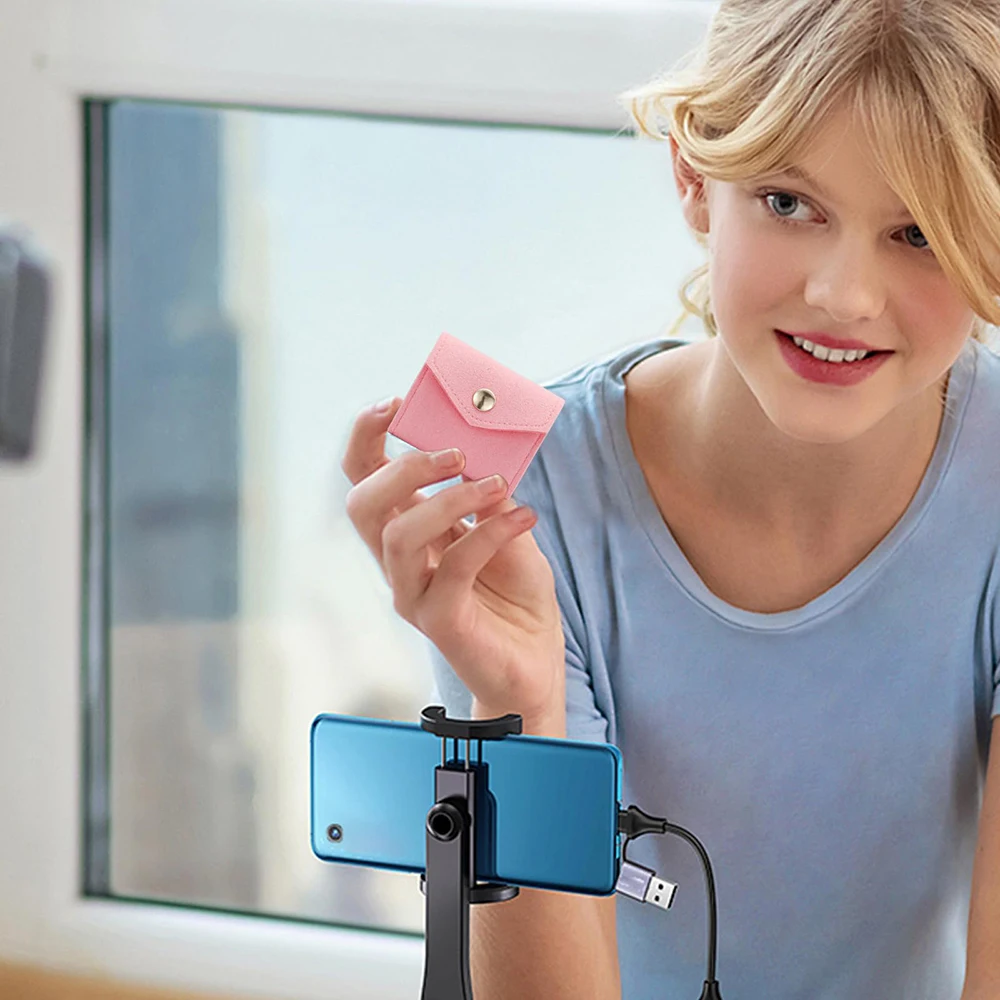 1 قطعة حافظة مجوهرات صغيرة منظم تخزين وظيفي حقائب مجوهرات قابلة للطي للخواتم والأقراط والقلائد وحقائب التعبئة للسفر #4