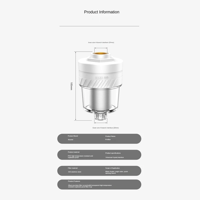 Purificador de água do banho do Pre-filtro, aquecedor de água do chuveiro do agregado familiar, filtro-B