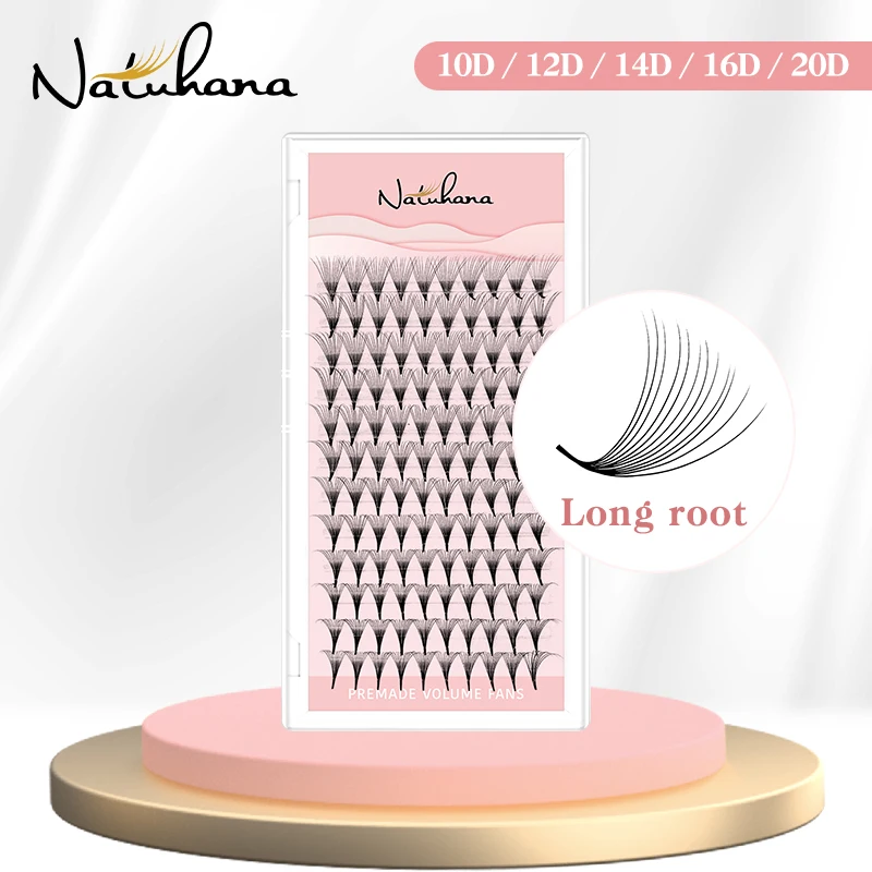 NATUHANA Premade Volume Fans 5D 6D 10D 12D 16D 20D MIX Individual Lashes  Pre Made Russian Volume Fan Eyelash Extension Faux Min