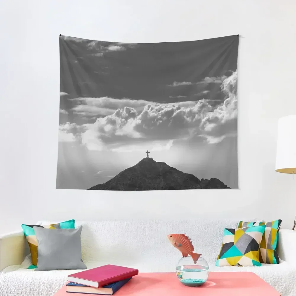 

Travel Mountain Sun Black and White Wall Tapestry Aesthetics For Room Decoration Home Tapestry