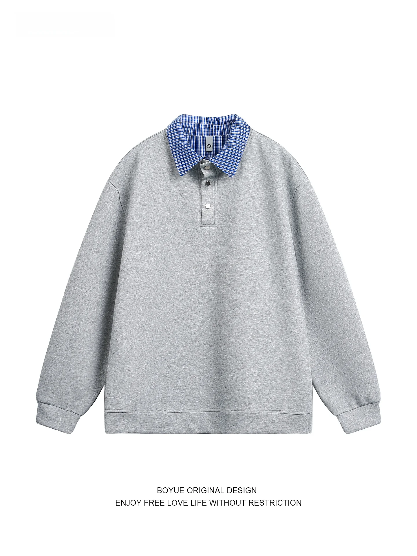 

Boyue Korean Sle Patchwork irt Collar Sweatirt Casual Retro College Sports Top for Men And Women Spring Autumn Winter