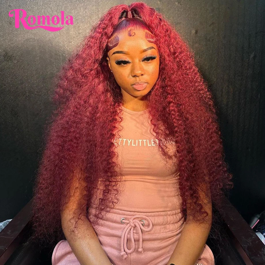 Burgundy 13x6 Hd Lace Frontal Human Hair Wig 13x4 Curly Wigs Deep Wave Frontal Wig Colored Red 99j Lace Front Wig Human Hair