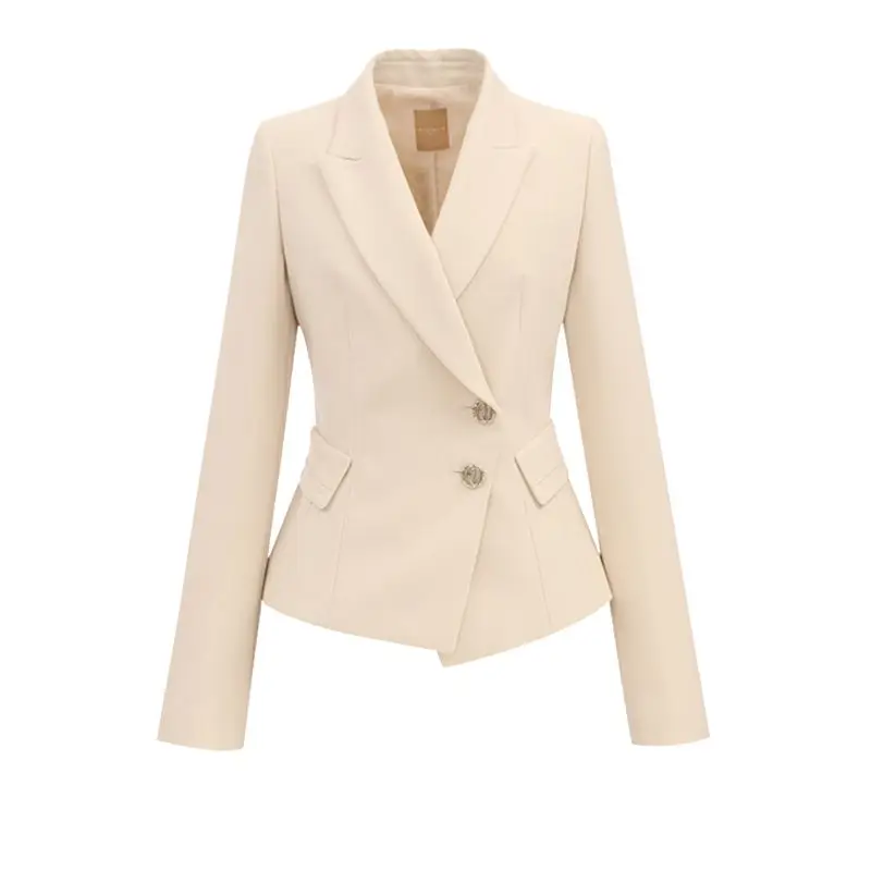 Professional Black Suit Jacket Woman 2023 Spring Fall Temperament Irregular Blazer Women\'s Slim Solid Sleeve Blazers Office Lady