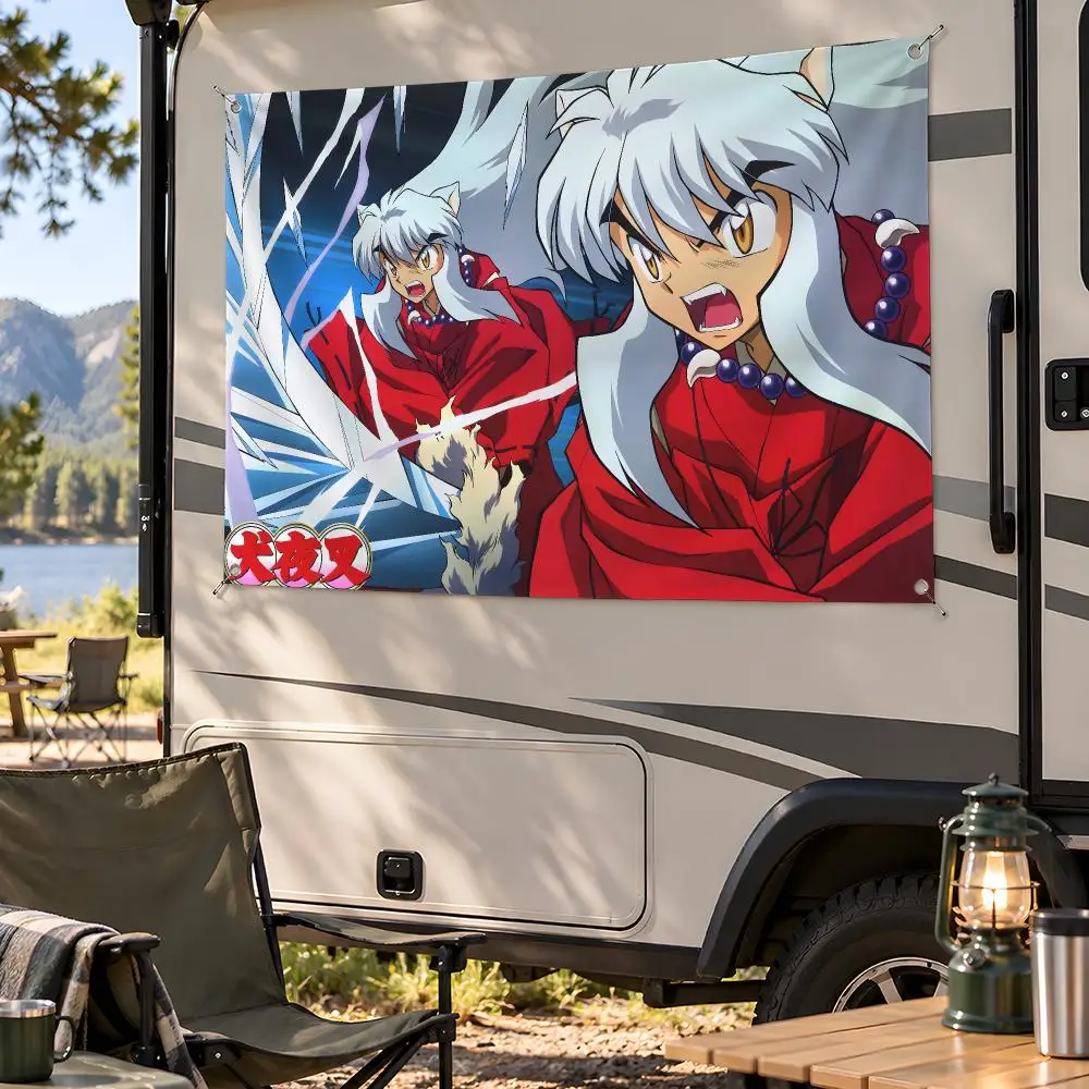 Anime Fantasy Adventure Inuyasha Flags Fan Flag Banner Wall Hanging Outdoor Yard Camping Dorm Garage Party Home Decor Gift
