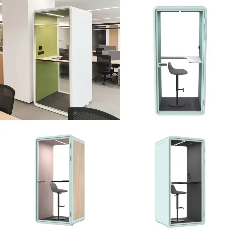Compact Soundproof Workshop Modular Cabin with Ventilation and LED Lights for Home Office Studio Recording Booth
