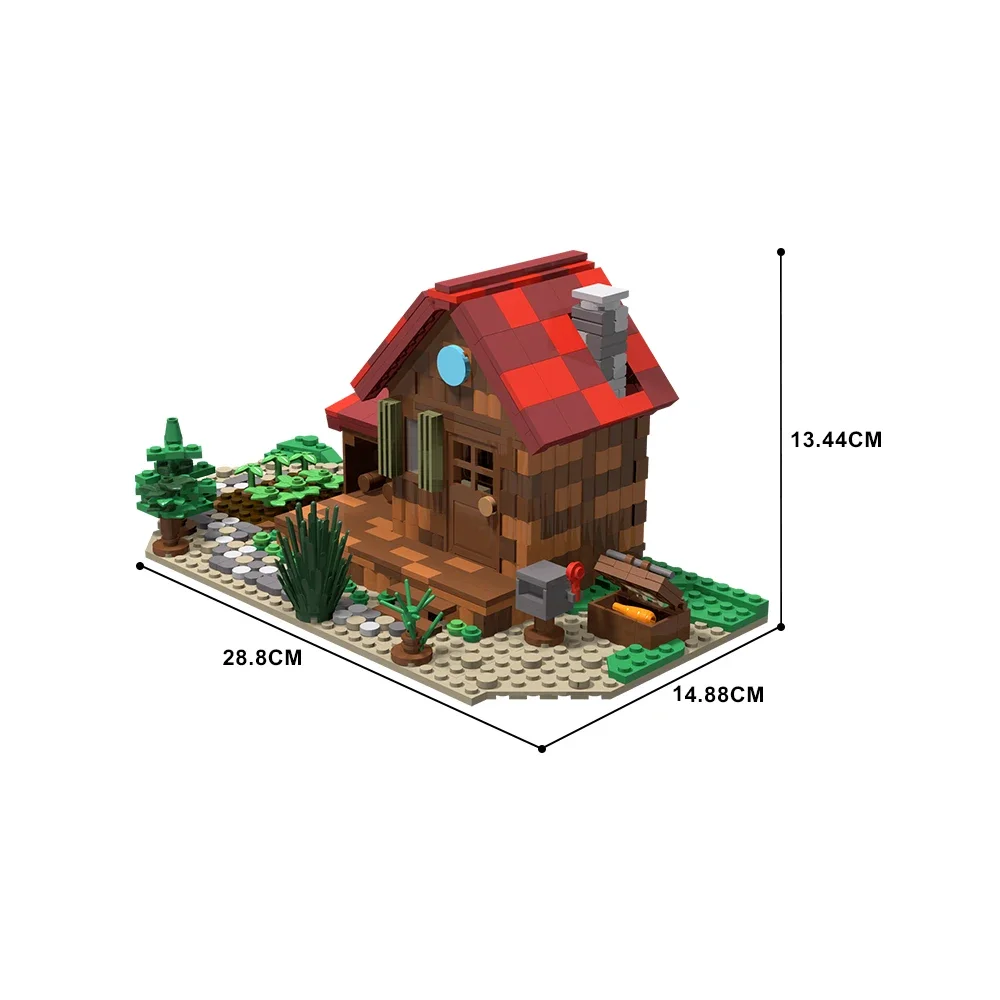 Gobricks MOC Forest Thatched Cottage Rural Towns Stardew Valley Farmhouse Building Blocks Medieval  Architecture Bricks Toy Gift