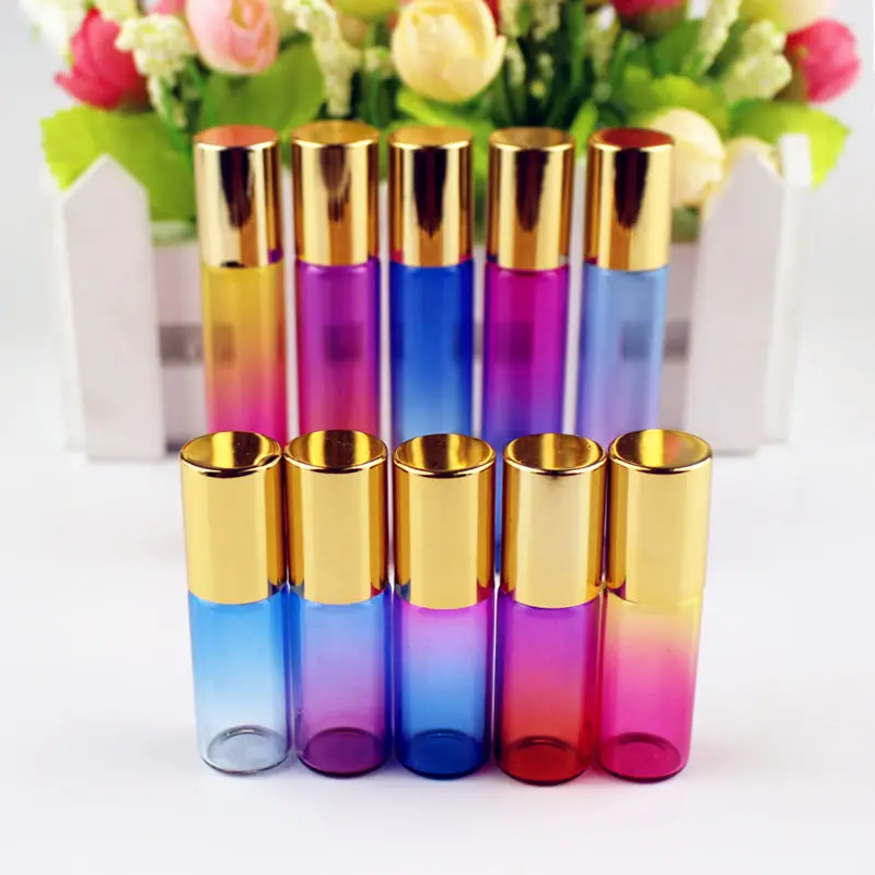 

50pcs/lot 5ml Roll on Glass Bottle 10ml Roller Ball Perfume Essential Oil Bottles Sample Glass Vials Refillable