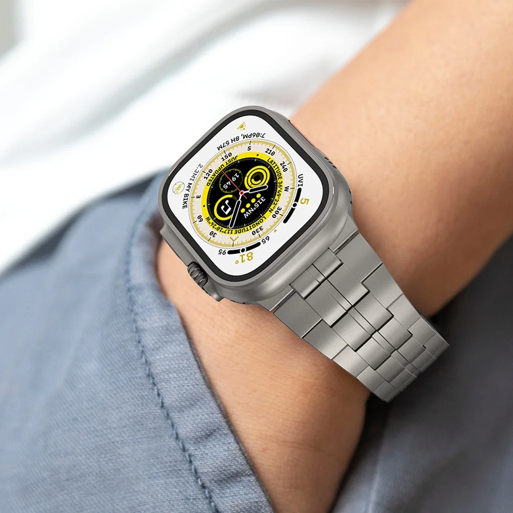 Correa de Metal de titanio para Apple Watch, pulsera de 49mm UItra iWatch Series 10 9 8 7 46mm 45 42 41mm 6 5 4 3 SE 40mm 44mm