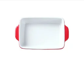 Nordic Cheese Ceramic Plate Rectangular Oven Baking Rice Bowl Binaural Plate Ceramic Plate Set #