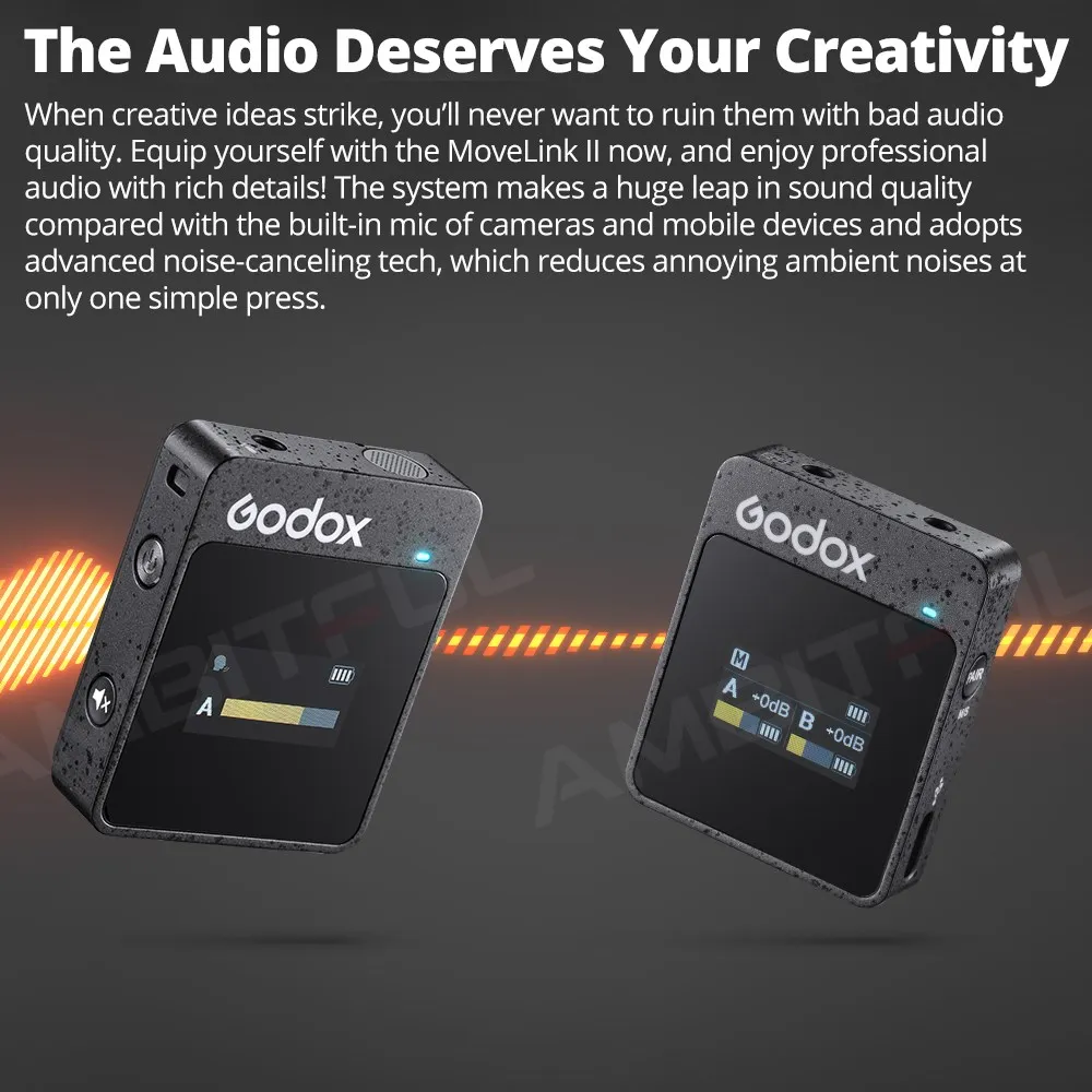 Godox MoveLink Mini LT Kit2 – Microfono Wireless Per Interviste E Vlog Con Custodia Ricarica