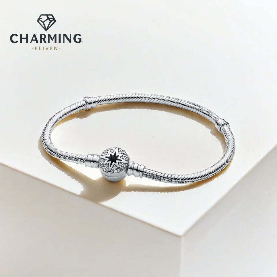 

Charming Jewelry 925 Sterling Silver North Star Clasp Snake Chain Bracelet S925 Pure Silver Wedding Bracelets Fashion Jewelry
