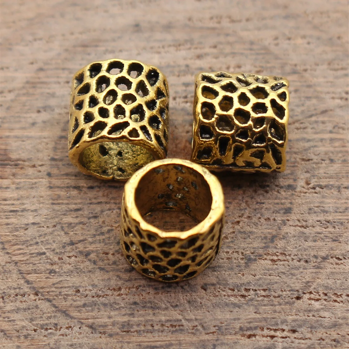 20pcs 8x8x8mm 2 Colors Hollowed-Out Mesh Side Tube Beads, Large Hole Beads, Spacer Beads, Braided Beads Jewelry Accessories DIY
