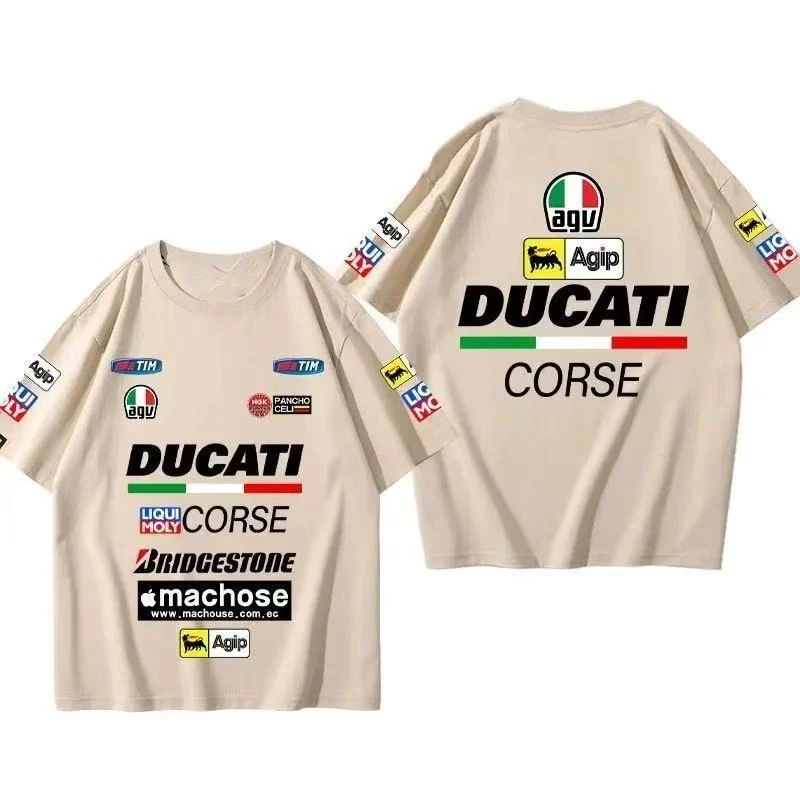 Ducati Motorcycle Riding Summer Men's Cotton Shirt Short Sleeve T-Shirt Moto Motorcycle Men's and Women's Fashion Clothing GP view 3