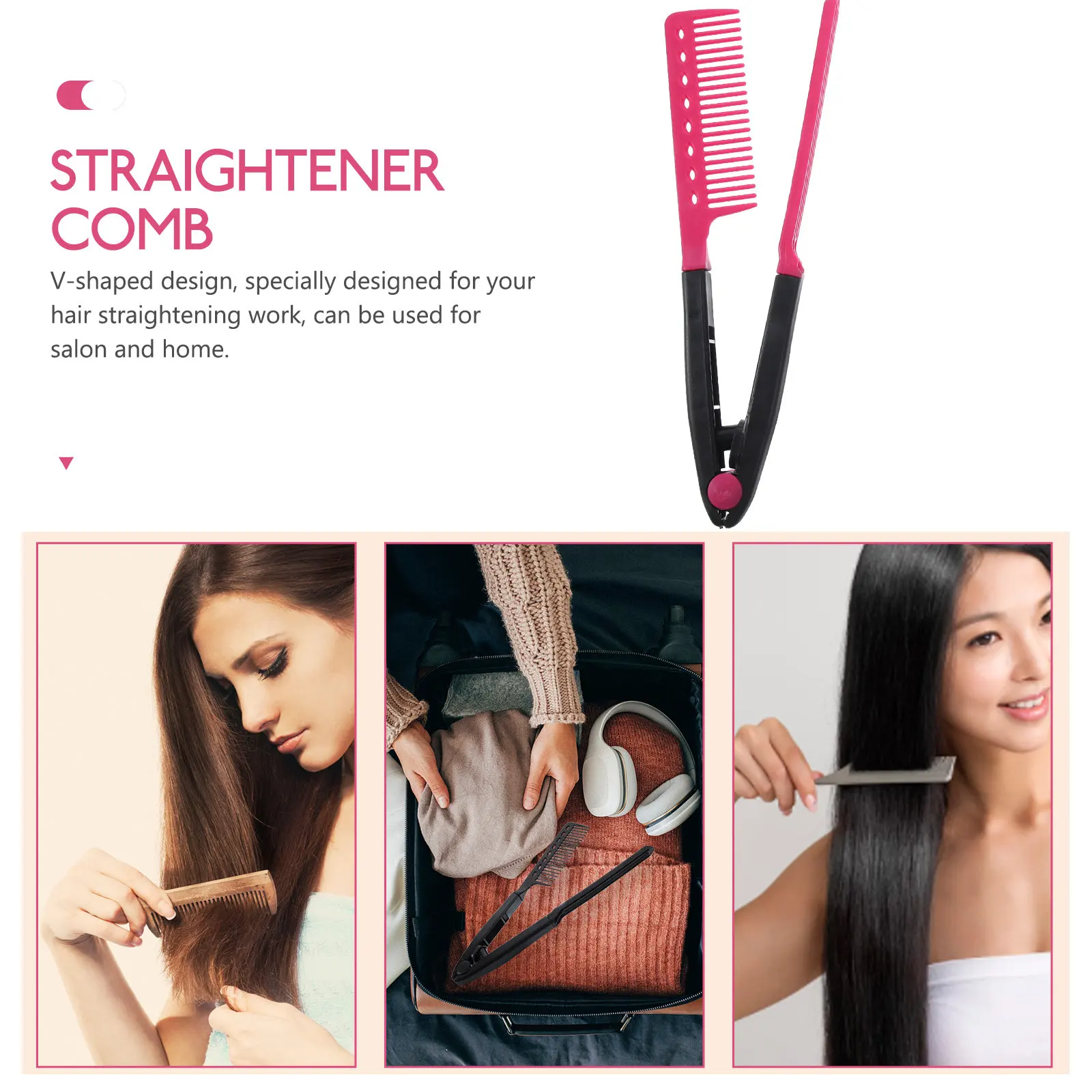 V Shaped Folding Hair Straightening Comb Plastic Straightening Comb for Thick Thin Hair Salon Home Use Smooth Easy Hold Design
