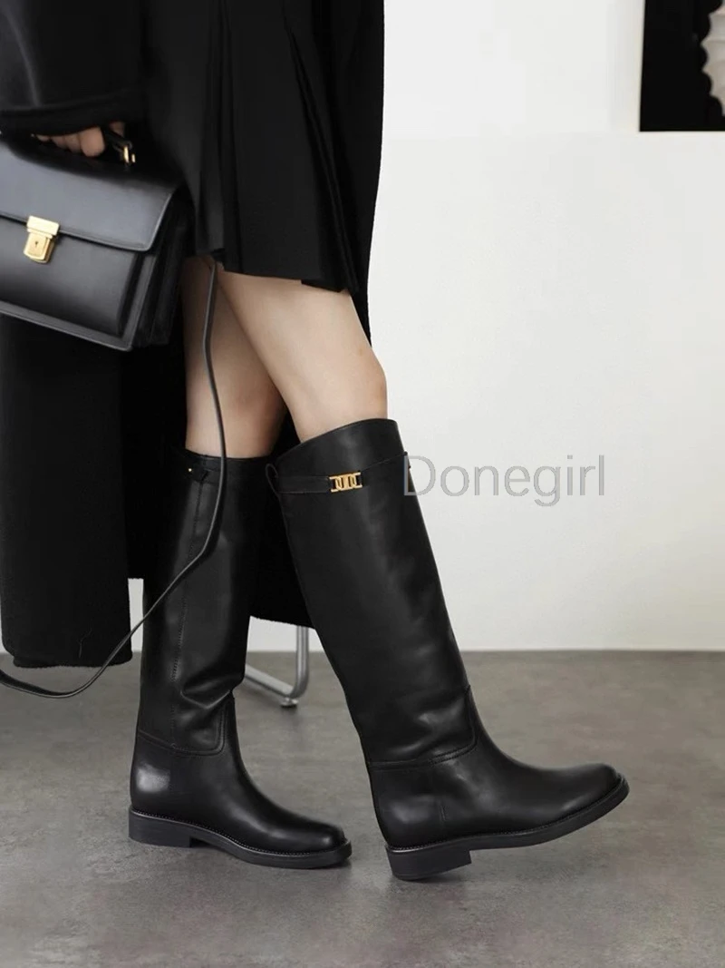 Winter Boots Minimalist And Fashionable Women's Genuine Leather Boots Women Knight Cowhide Soft High Long Boots Women