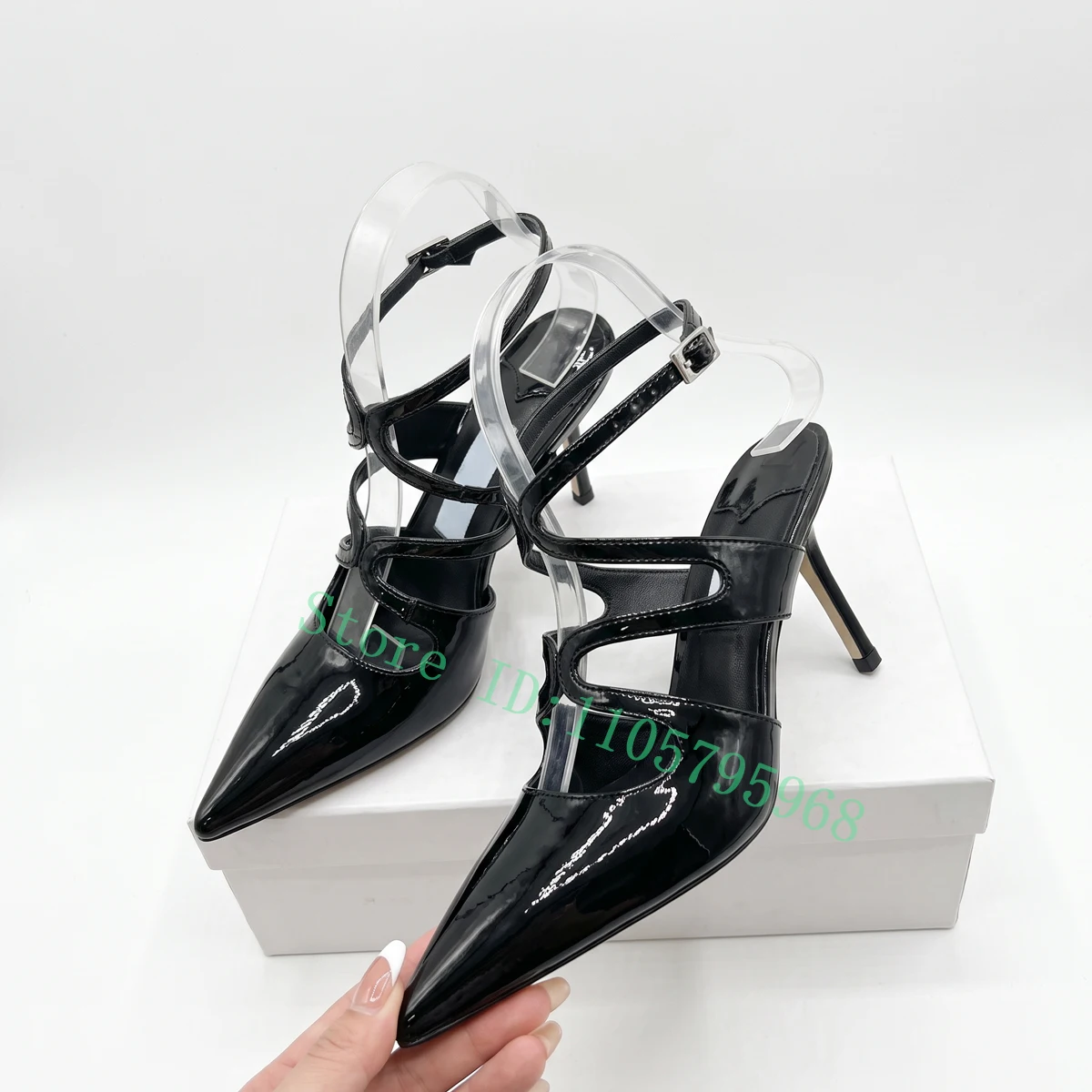 Sandal Strappy Heeled - レディース ポインテッドトゥ スティレットヒール サンダル ストラップ付き スリングバック