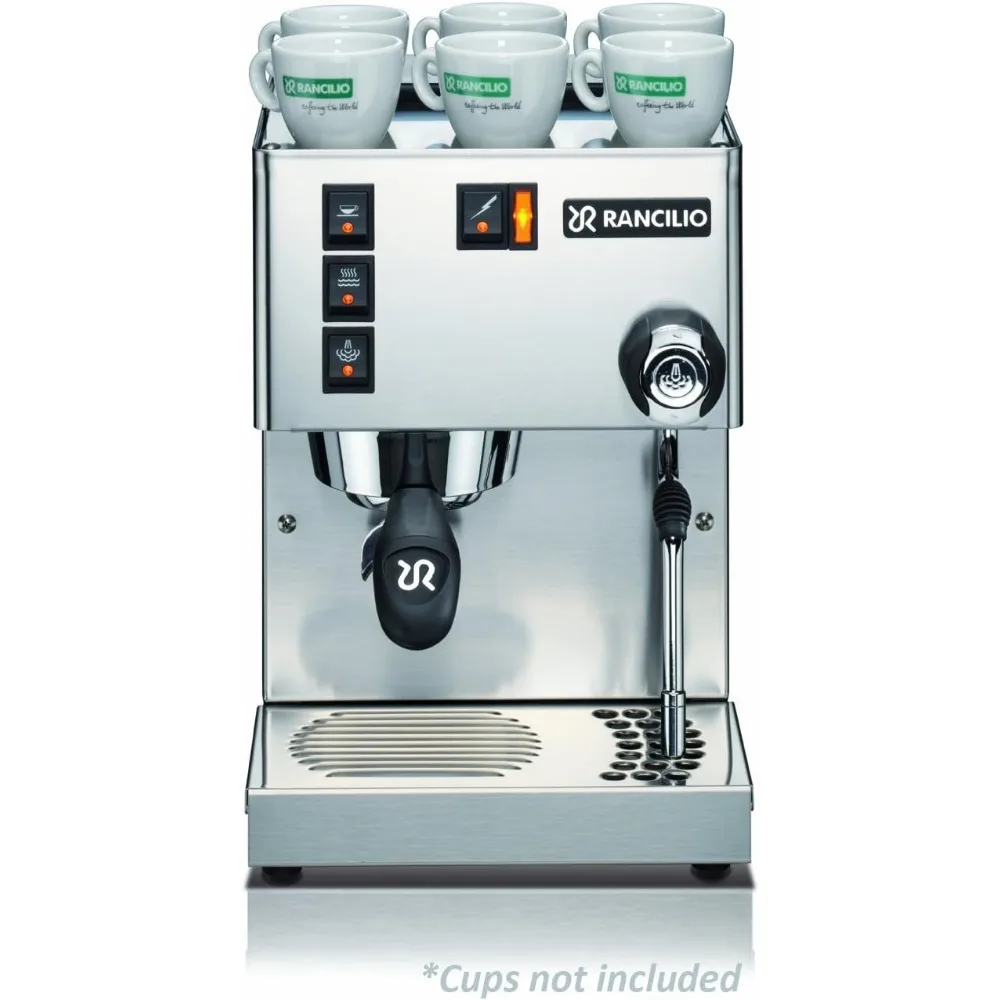 Armário de máquina de café expresso Silvia, 0,3 litros, com estrutura de ferro e painéis laterais de aço inoxidável, 11,4 por 13,4 polegadas