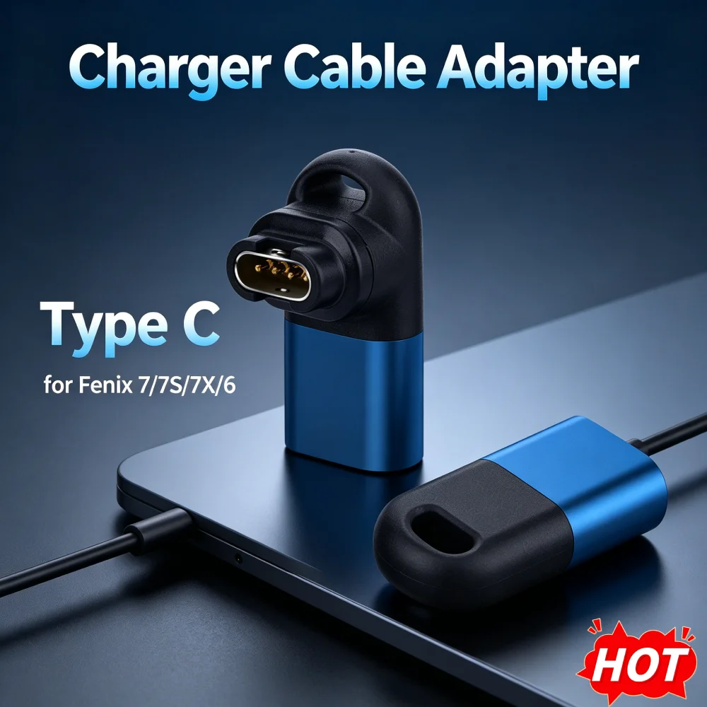 Kompaktes USB Typ-C 90-Grad-Ladekabel-Adapter Kompatibel mit Garmin Forerunner 55 945 LTE Tactix Delta und Venu Serie