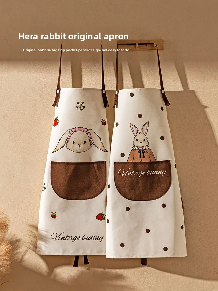 

Современный кухонный фартук Hera Rabbit для домашнего использования, водонепроницаемый, маслоотталкивающий, на талии, для приготовления пищи, новинка 2024 года, из холщовой ткани