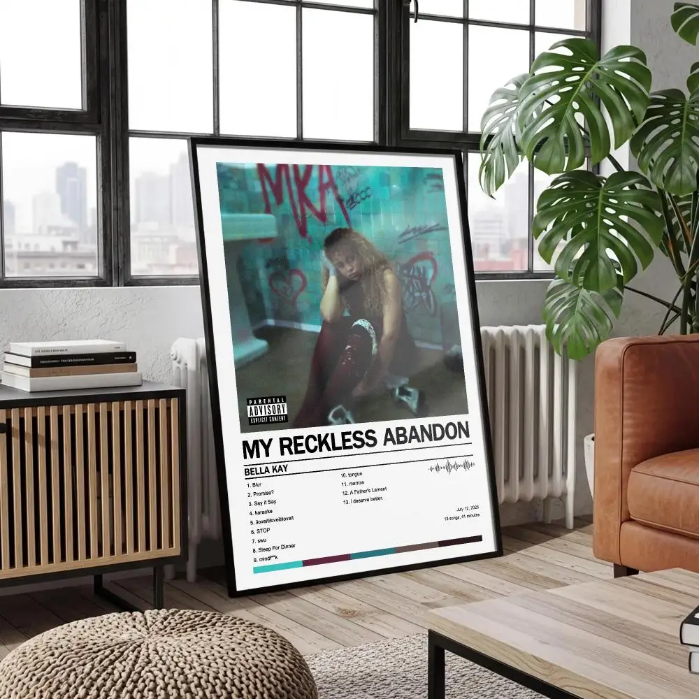 Bella K-Kay Poster Peelable Self-Adhesive Album Cover Poster Stickers, Frameless Wall Art for Singer Band Pop Rap Bedroom