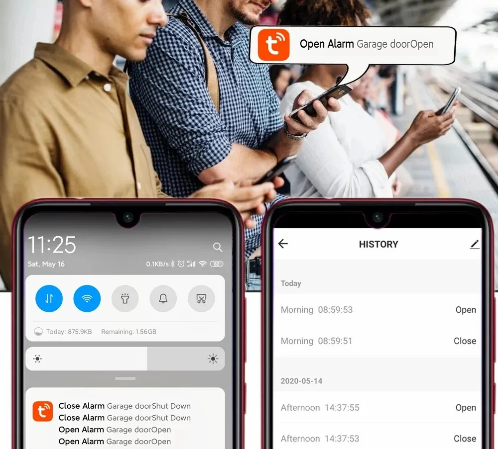 Contrôleur d\'ouverture de porte de garage intelligent d\'origine Tuya, interrupteur intelligent à commande vocale, Alexa Echo, Google Home, Smart