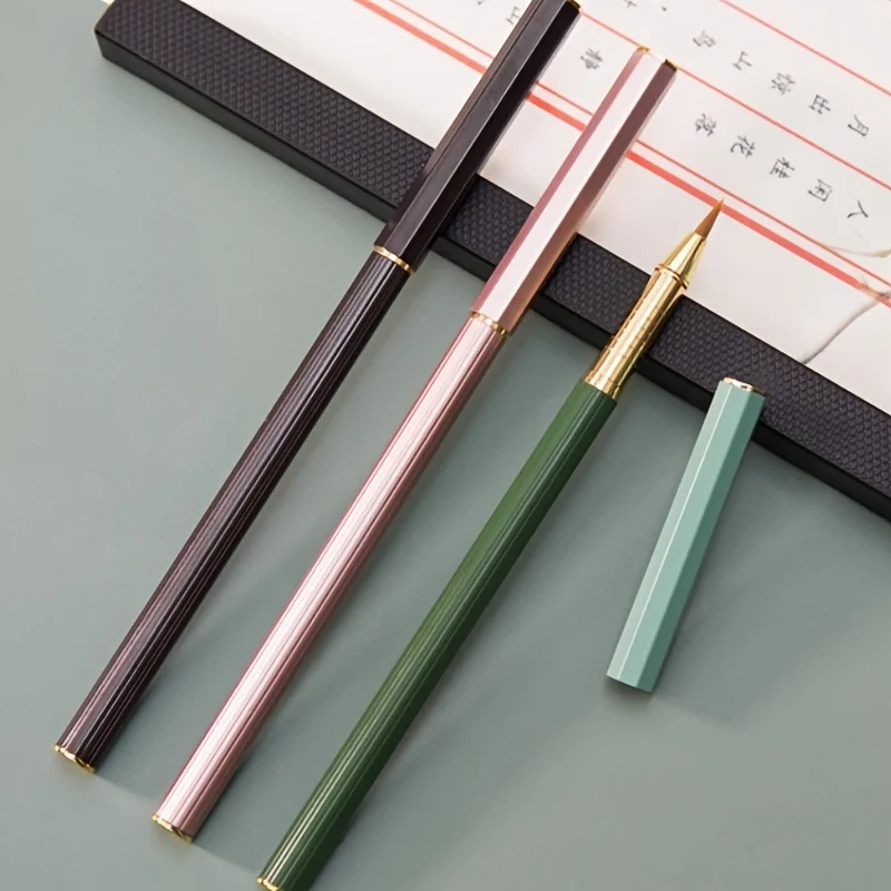 1 Stück tragbarer Pinselstift zum Nachfüllen mit Tinte + 10 Stück schwarze Tintenbeutel, 5 Farben zur Auswahl, Kalligraphie-Pinsel für Schüler zum Üben – Detail 4