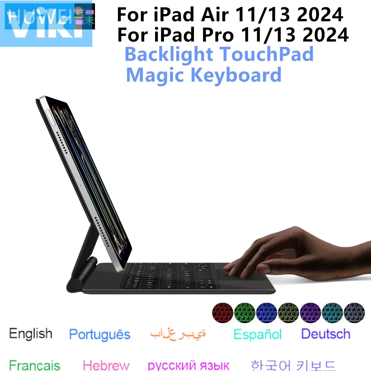 Magic Keyboard Folio for iPad Air 11 13 inch M2 2024 iPad Pro 11 13 inch M4 Smart Magnetic Case Keypad Portuguese Arabic Spanish