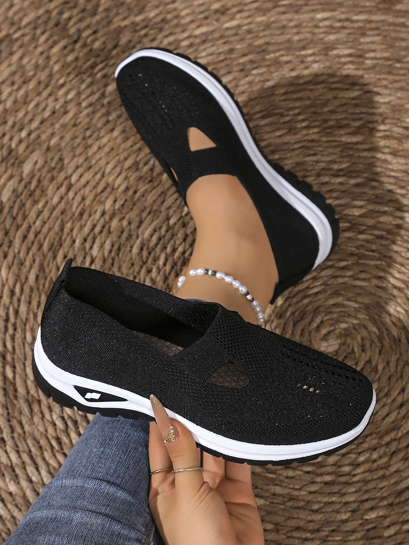 Atmungsaktive Mesh-Flachmules für Damen, leichte Slip-On-Wanderschuhe, bequem, vielseitig, für den täglichen Gebrauch, für Reisen im Freien, lässige Mutter-Schuhe – Detail 22