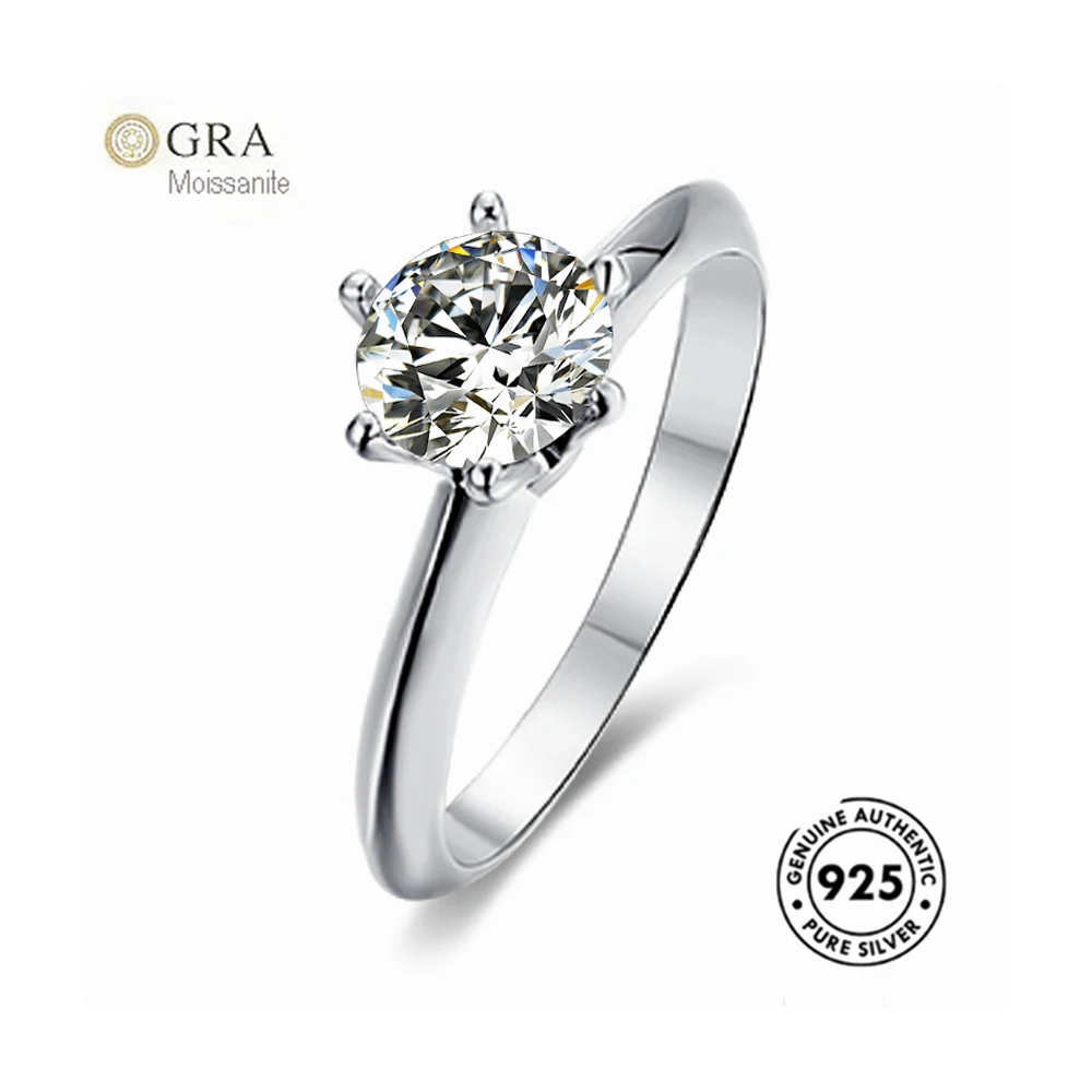 

Latest Genuine Wedding Rings Brilliant Moissanite Diamond Stone 0.5ct-3ct In Solid Sterling 925 Silver Ready To Ship