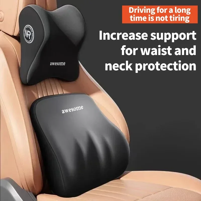 Car Seat Neck Pillow Lumbar Support Pillow Memory FoamAuto Neck Pillow Waist Support Removable Washable Backrest Universal