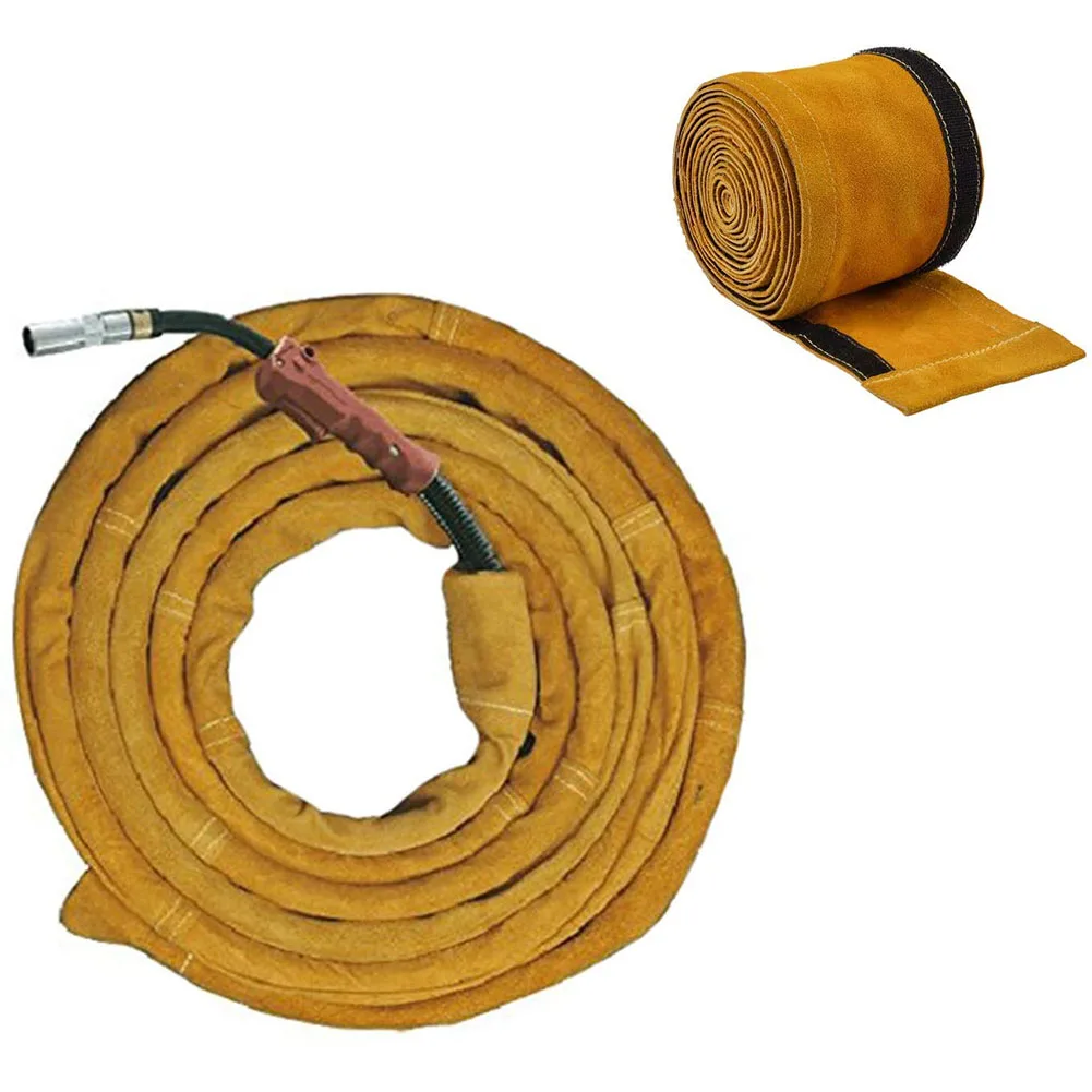 1PC 3.5/7/10/15M TIG Welding Torch Cable Cover Stitched Mig/plasma Cable Sleeves Tig Cover Yellow Leather Tools Accessories