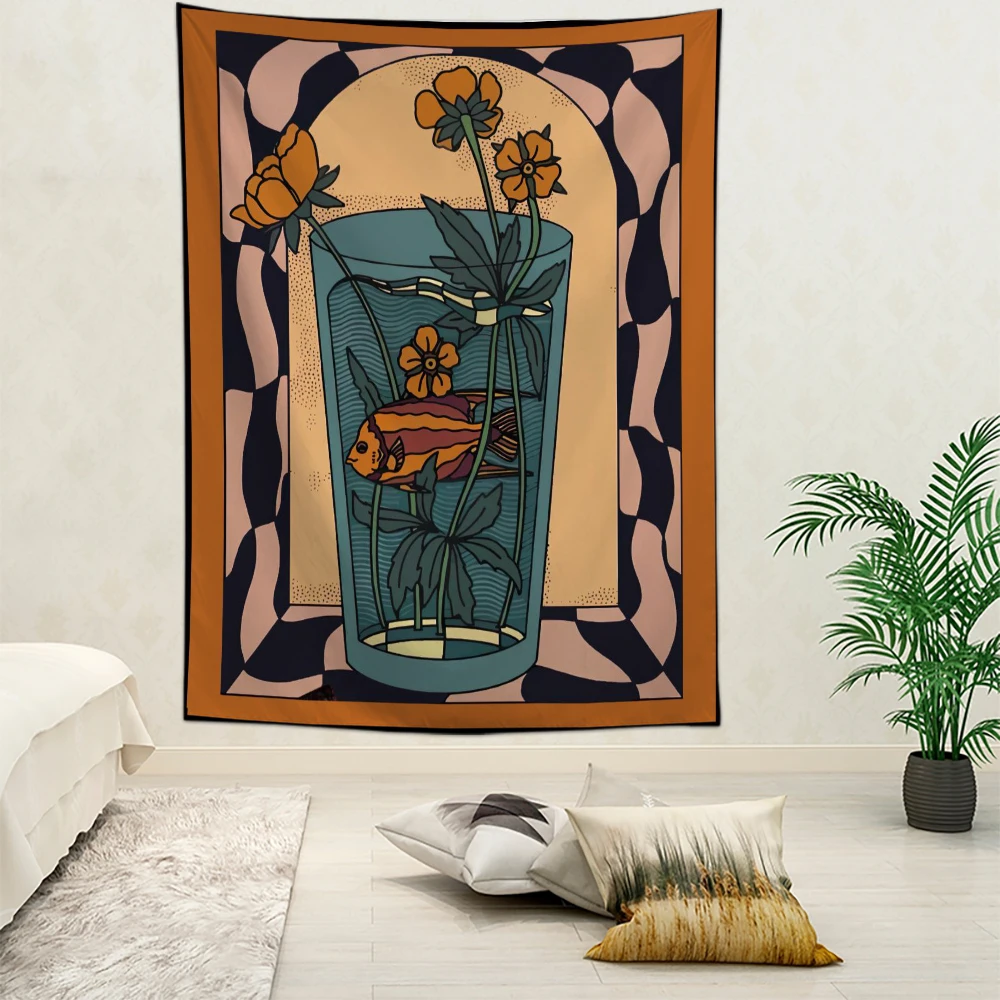 1pc 75x100cm Tarot Tapestry,Aesthetic Tapestries Botanical Hippie Tapestry,Wall Hanging For Living Room Bedroom Dorm Room Decor