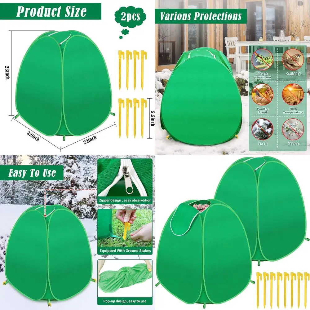 

Frost-Resistant Pop-Up Covers for Outdoor Plants, Protecting Shrubs and Potted Fruit from Winter Cold and Animal Damage (22x22x2