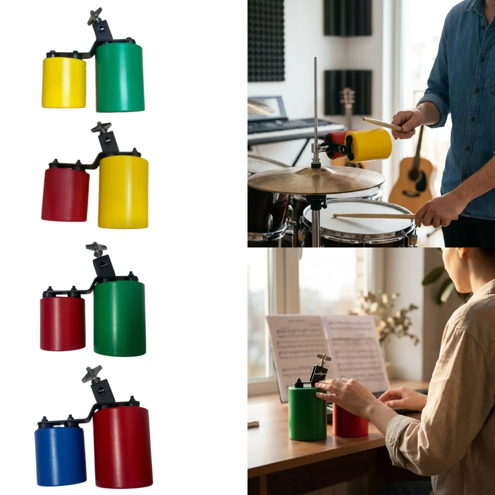 Bicolor Cowbell High Medium Tones Supplies Beginner Practical Versatile Accessories Drum Parts Cow Bell for Family Gatherings