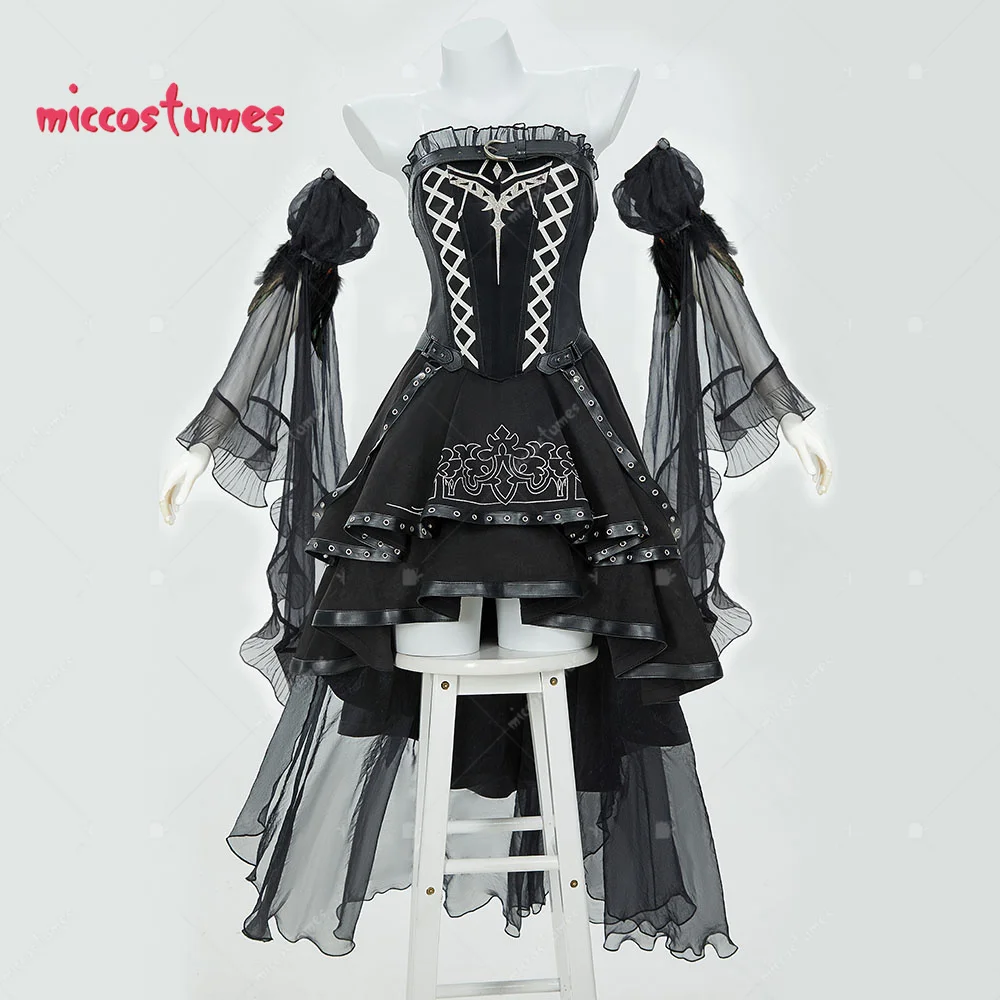 

Miccostumes 2B Derivative Women Sexy Medieval Cosplay Costume Knight Style Dress with Sleeves Transparent Straps