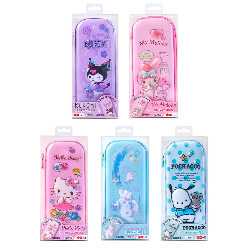 4 pcs/lot Sanrio Kuromi Melody Cinnamoroll Cat Pencil Case Cute Pencil Box Stationery Pen Bag Stationery School Supply