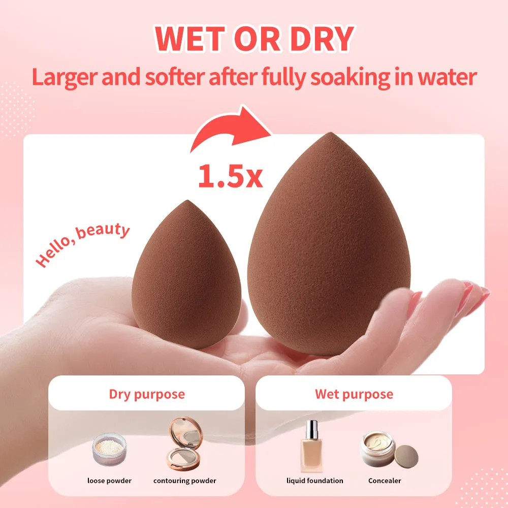 2pcs beauty eggs, non latex makeup sponge, dry and wet dual-use, suitable for liquid powder of powder cream