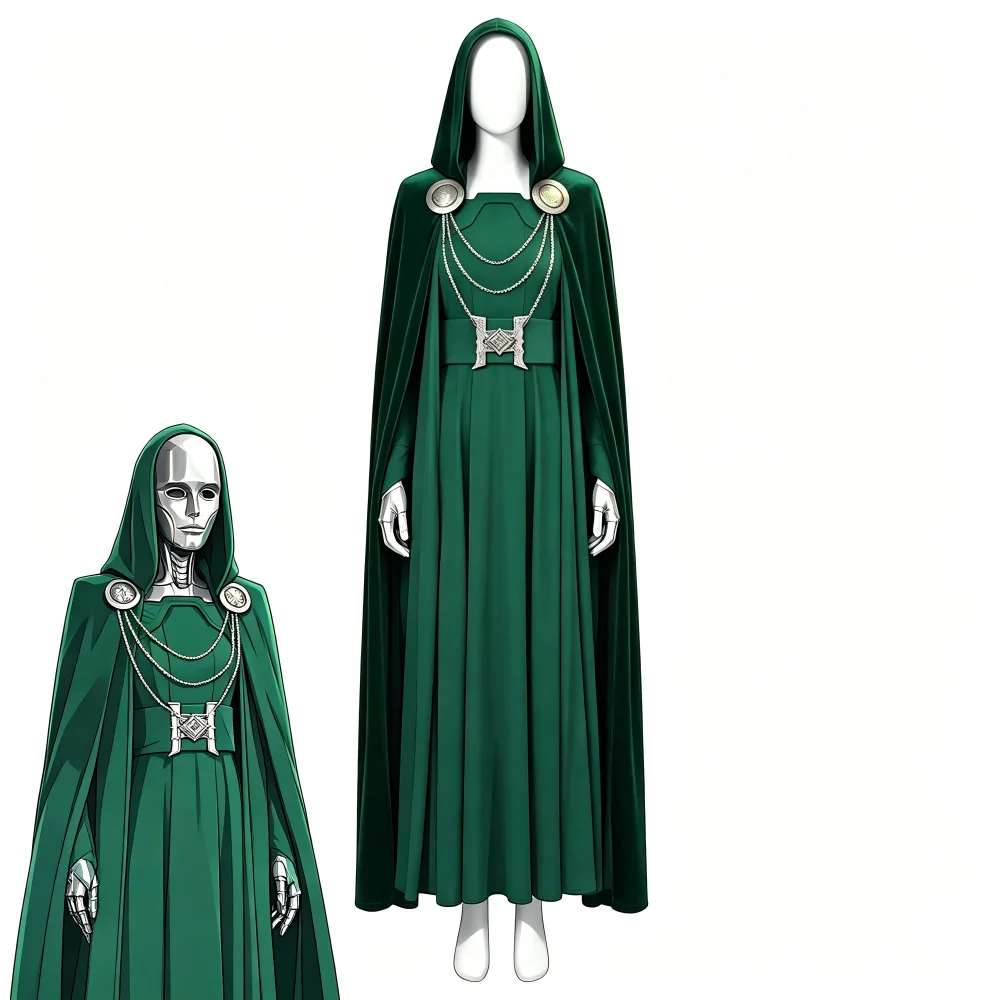 Disfraz de Bruja Letona, Vestido Verde con Cinturón, Conjunto de Disfraz, Capa de Fantasía, Ropa de Disfraz, Vestido de Halloween para Mujer