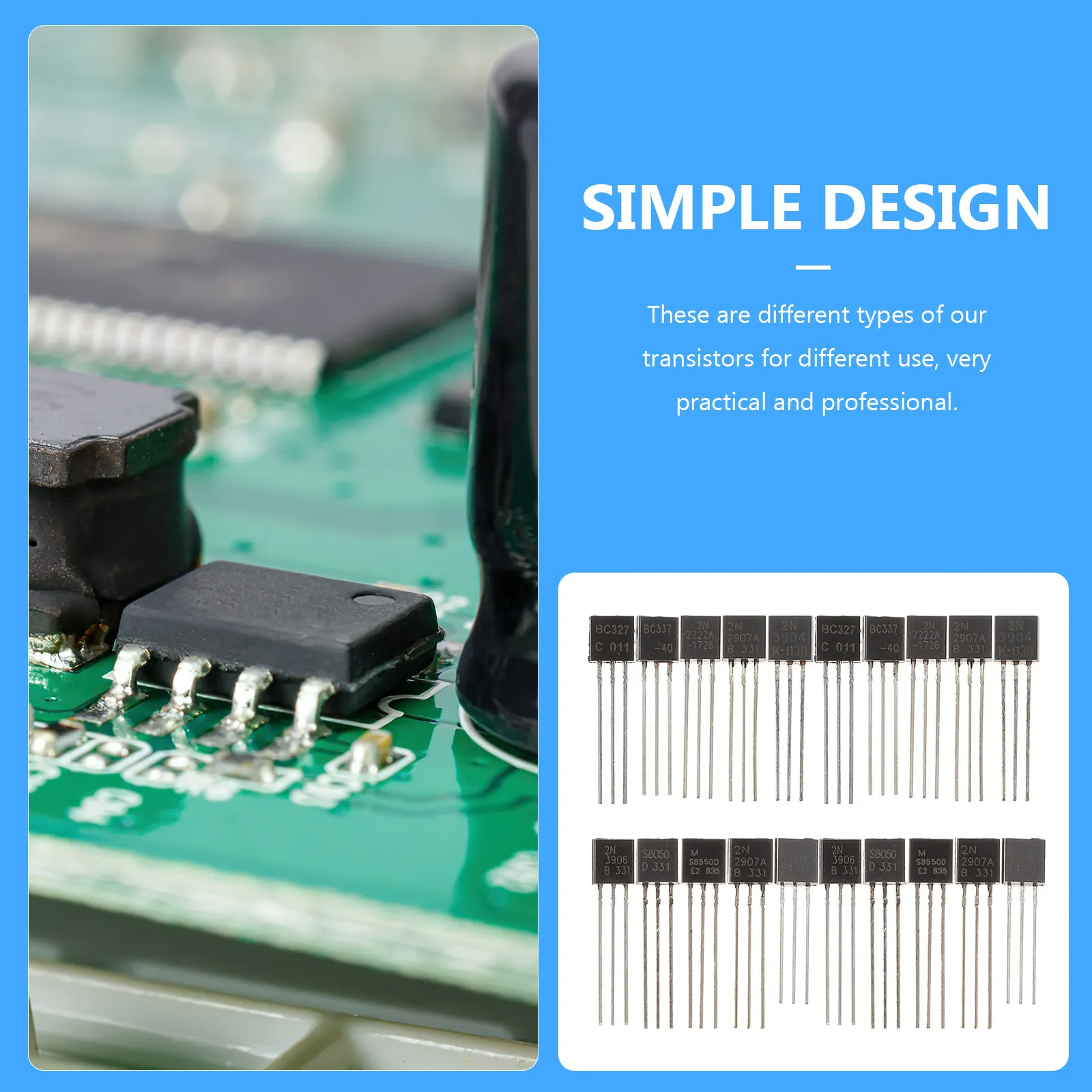 200Pcs Transistor Assortment Kit Silicon Germanium Triodes Compact Lightweight for Electrical Experiments DIY Repair Efficient