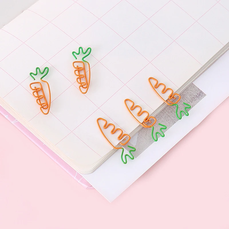 10PCS Creative Colorful Fruit Cute Carrot Bookmark Paper Clip School Office Supply Metal Material Gift Stationery