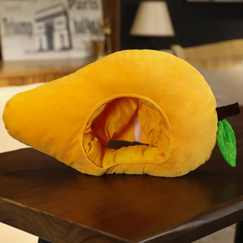 Cute Plush Head Cover Wearable Mango Headgear Soft Cartoon Plush Hat Cosplay Costume Accessories Dress-up
