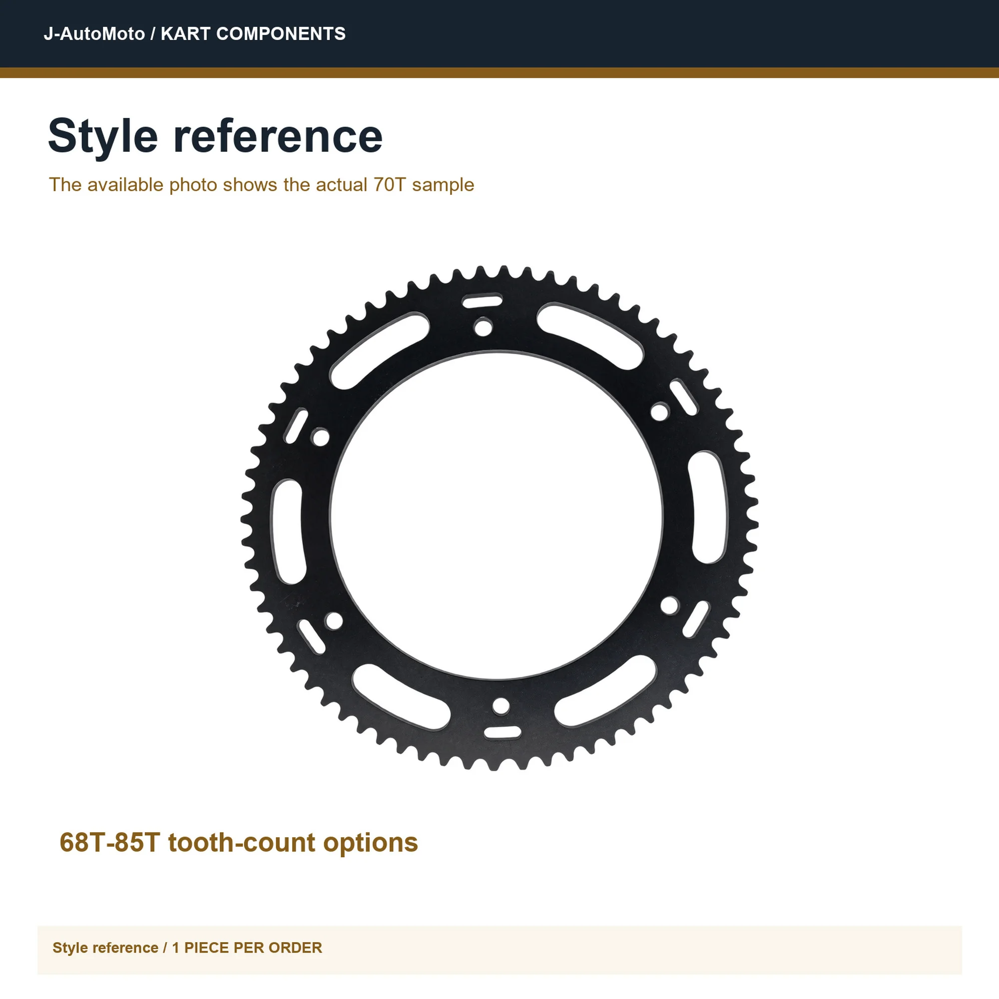 Go Kart Rear Chain Sprocket Black 68T to 85T Tooth Count Options 1 Piece