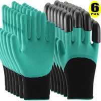 2/6pcs Gardening Digging Gloves Latex Waterproof Gardening Gloves with Claws Garden Vegetable Plant Work Protect Gloves Tools